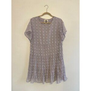 Lavender Swiss Dot Flowy Dress Short Sleeve Lightweight Casual By T2D Size S